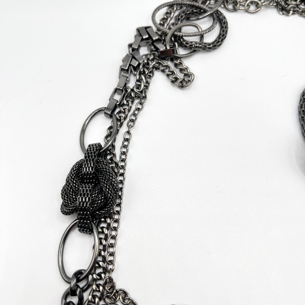 Premier Designs Gunmetal Multilayer Chain Necklace with Intricate Oval Links 36" - Picture 8 of 14